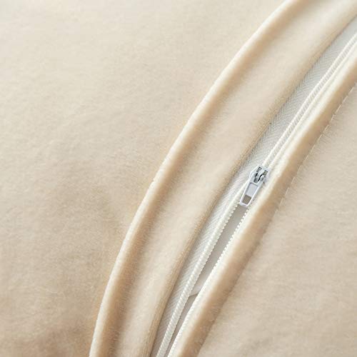 Natus Weaver Ivory Velvet Throw Pillow Covers 12x20 Inch - Set of 2