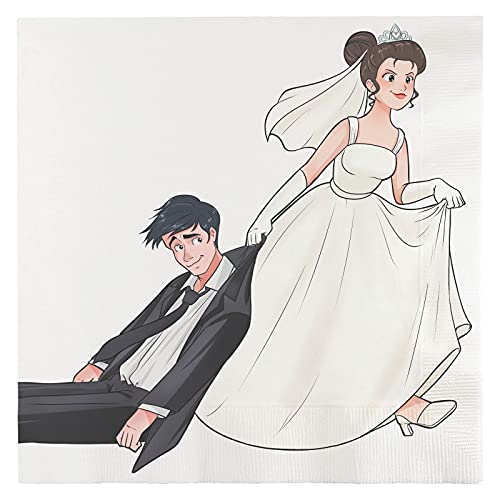 Iconikal Funny Wedding Party Napkins - Bride Dragging Groom 75-Pack