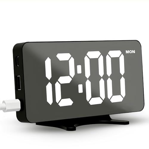 RUENVUE Digital Alarm Clock, Dimmable Dual Alarm for Bedroom, Black