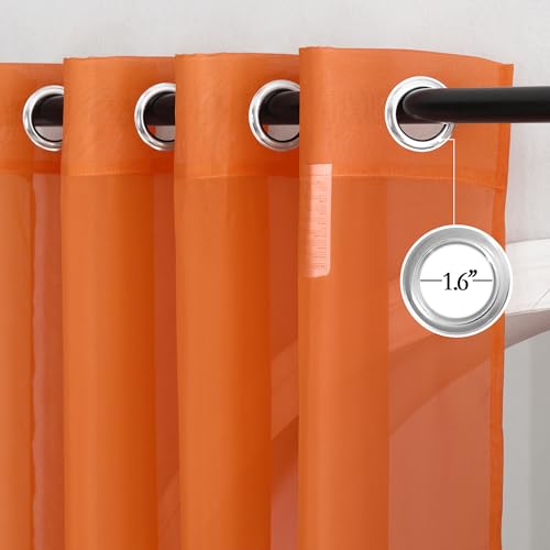 NICETOWN Orange Sheer Grommet Window Curtains, 54" x 84" (Pack of 2)
