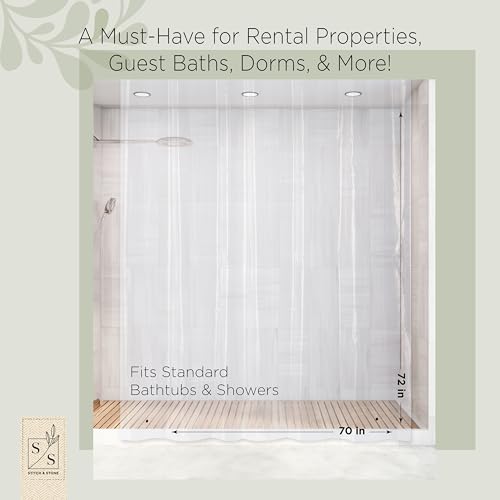 Stitch & Stone Clear Lightweight Shower Curtain Liner 70x72 Inches with Weighted Magnets, Pack of 1