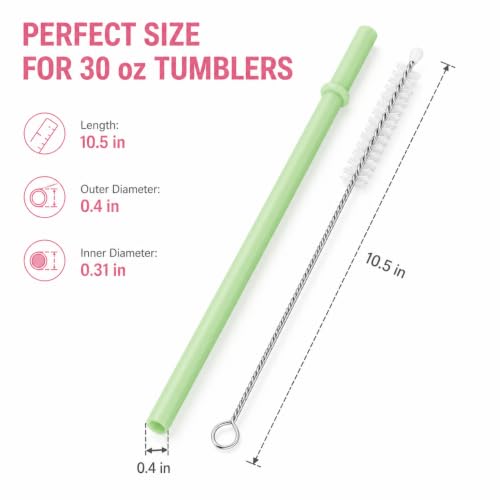 Bubrike 10.5" Reusable Replacement Straws for 30oz Tumblers - 16-Pack