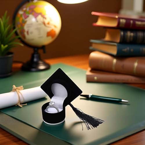 Black Graduation Cap Ring Box - Class Ring Storage and Keepsake
