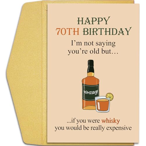 Funny 70th Birthday Card for Whiskey Lovers | Qiliji
