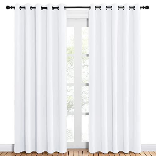 NICETOWN 50% Light Blocking White Curtain Panels - 60x84 Grommet Drapes (Set of 2)
