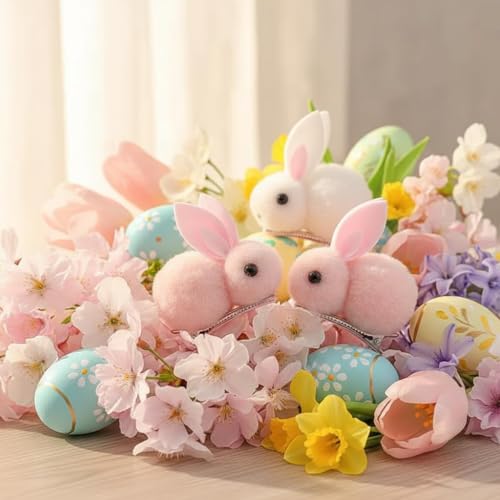 Jowxsx 4Pcs Plush Bunny Hair Claw Clips for Thin Hair