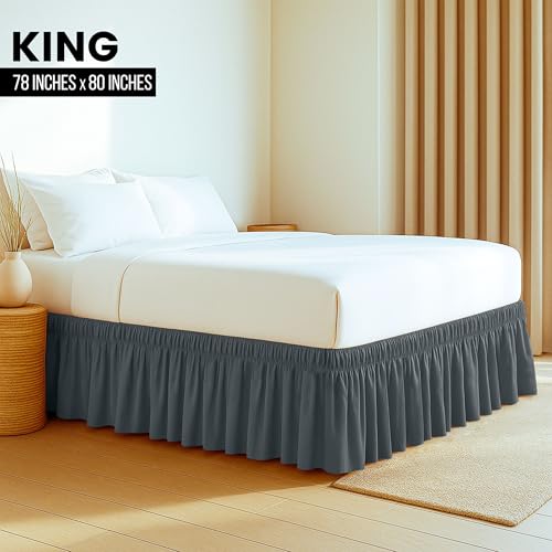 Utopia Bedding King Size Bed Skirt - Easy Wrap Around Microfiber, 16" Drop - Fade Resistant & Non-Slip Design