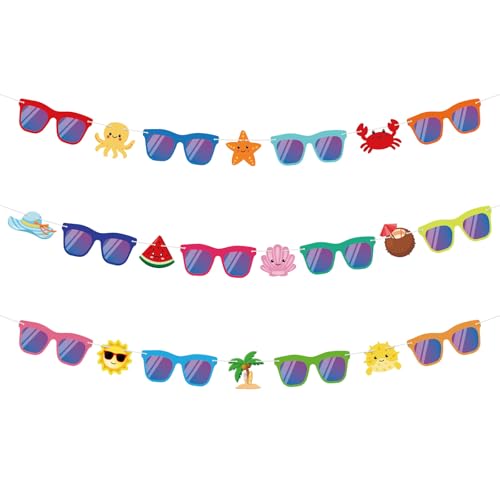 Summer Party Decorations Sunglasses Banner - Tropical Luau Supplies