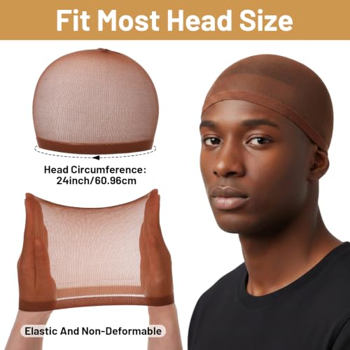 Thrymme 10-Pack Stretchy Polyester Wave Caps for Men in Coffee