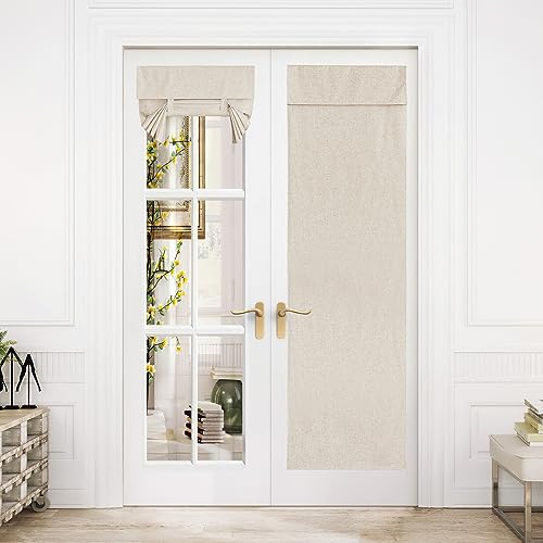 NICETOWN 100% Blackout Linen French Door Curtains, 26x72