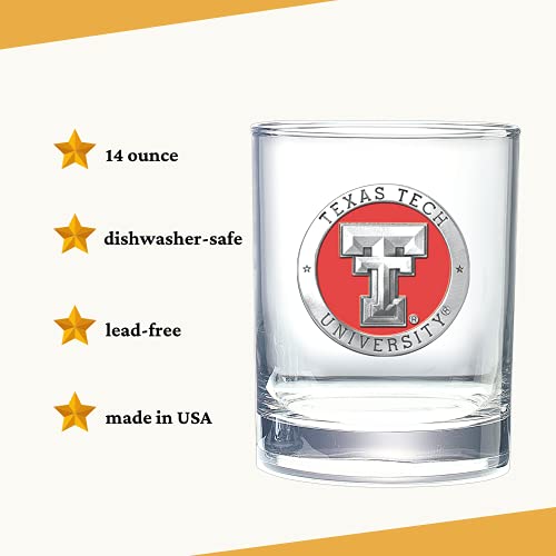 Heritage Pewter Texas Tech Double Old Fashion Glass - 14 OZ Liquor Glass
