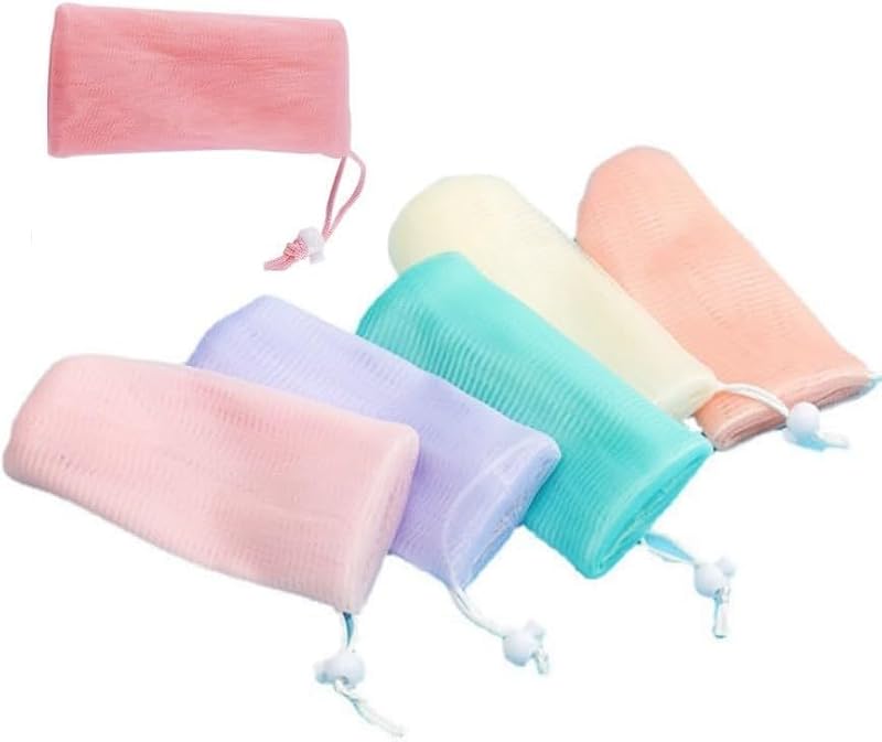 Exfoliating Mesh Soap Pouch 6 Pack Foaming Net Soap Saver Bags