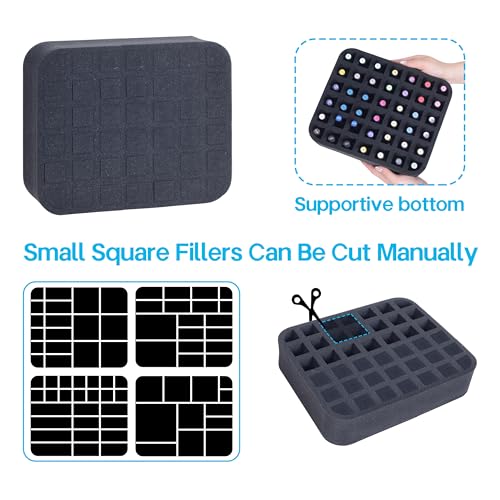 Black Nail Polish Organizer Holder for 42 Bottles (15ml) - Foam Pad with Slots