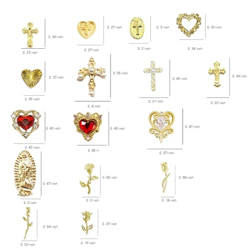 64pcs Gold Nail Charms Set Y2K 3D Chrome Nail Art Decorations