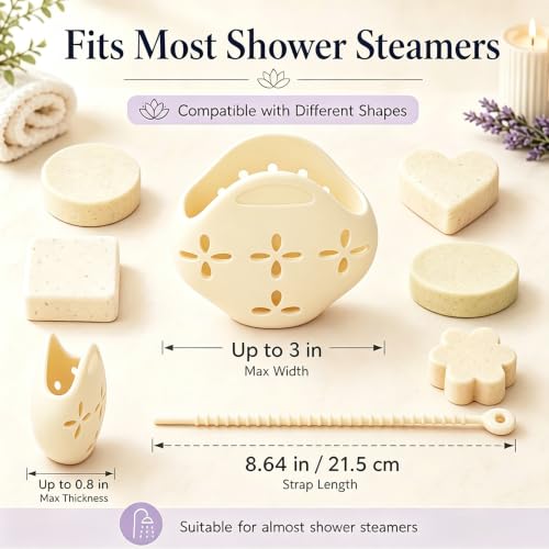 MELAVORIXX Silicone Shower Steamer Holder & Soap Dish, Cream, Hangable