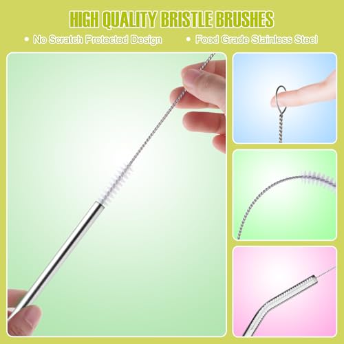 8-Piece Reusable Straw Cleaner Brush Set - 12 Inch Long
