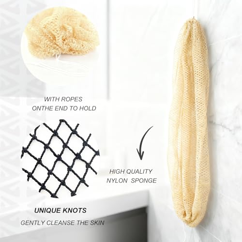 African Exfoliating Net Sponge Body Scrubber - Beige Bath Washcloth