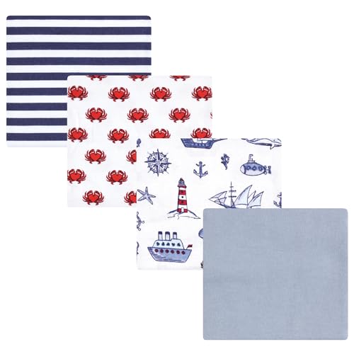 Luvable Friends 4-Pack Cotton Flannel Receiving Blankets - Coastal Lighthouse