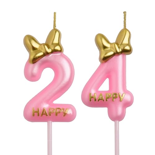 Rose Gold Birthday Candles Set for 24th & 42nd Celebrations