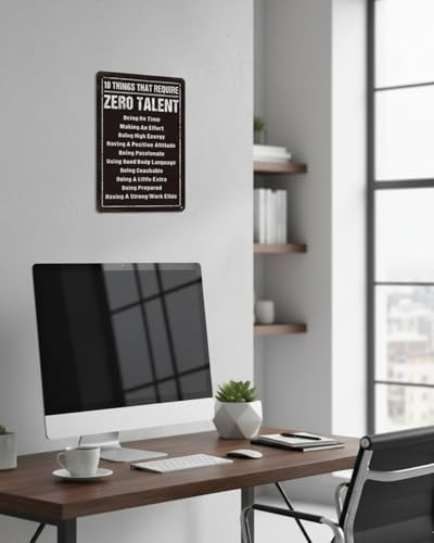 Motivational Metal Sign - Zero Talent Habits 8x12 Inch Home & Office Decor
