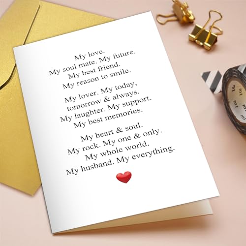 Romantic Anniversary Card for Husband - Birthday & Valentine's Gift