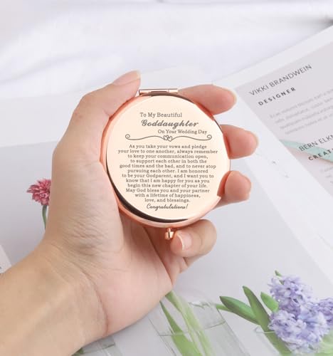 Goddaughter Wedding Day Compact Mirror - Engraved Gift from Godmother