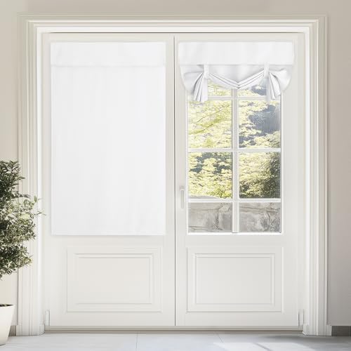 NICETOWN Tie Up Door Curtain - 46x63 Inch White Blackout Window Shade