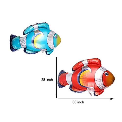 9PCS Under the Sea Fish Balloons Set - Clownfish & Tropical Sea Creatures Foil Balloons for Baby Shower & Party Decorations