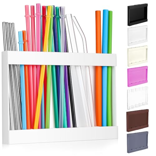 Large Acrylic Straw Holder for Cabinet Door - 9.5" Organizer