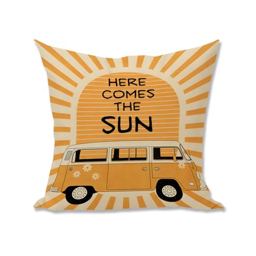 Retro Boho Van Throw Pillow Cover - 18x18 Inch Sunshine Decor