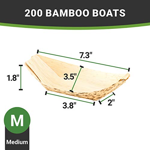 Restaurantware 7.25 Inch Disposable Bamboo Tableware 100 Bamboo Boats - Premium Round Natural Bamboo Premium Bamboo Plates Medium For Parties Or Catering