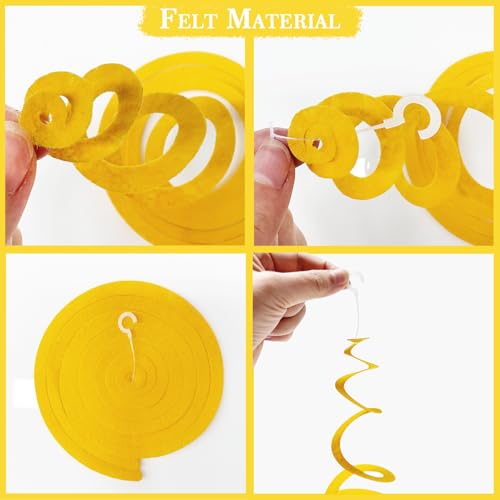 36 Pcs Felt Hanging Swirl Decorations - Royal Blue, Yellow & White Streamers