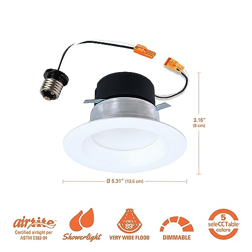 HALO 4-Inch LED Recessed Downlight Trim, 5-CCT Selectable, Dimmable