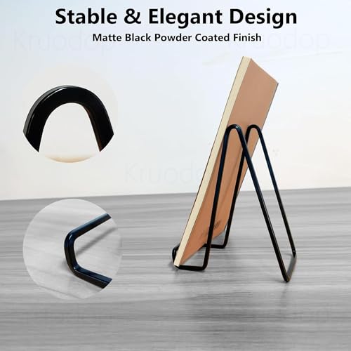Kruodop 3-Inch Metal Plate Stands, Black Iron Display Easels (3 Pack)