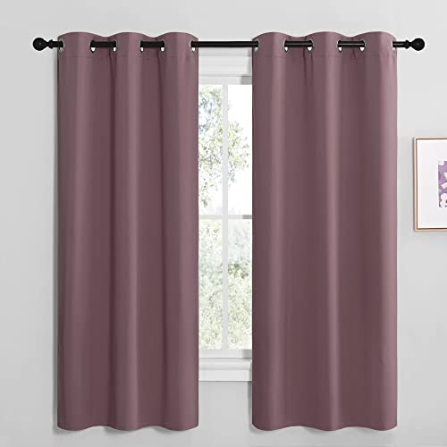 NICETOWN Dry Rose Blackout Curtains, 42" x 68" - 2 Panels, Thermal Insulated Room Darkening Drapes