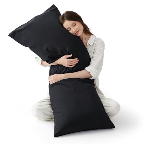 Bedsure Body Pillowcase - 20" x 54" Black, 100% Rayon from Bamboo