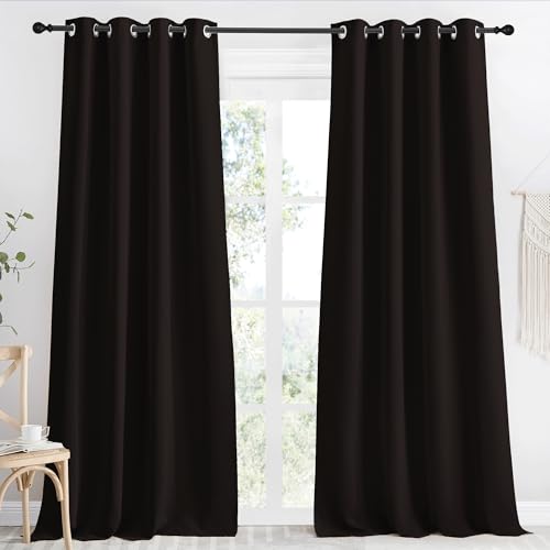 NICETOWN Toffee Brown Blackout Curtain Panel, 55" x 118"