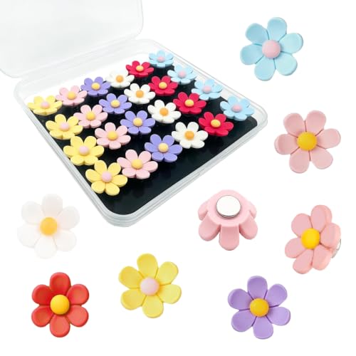 24-Pack Cute 3D Flower Locker Magnets - Strong Hold for Fridge & Whiteboards