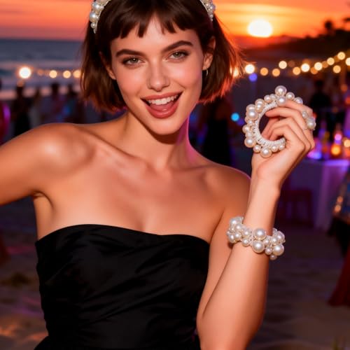 Pearl Headband and Hair Tie Set Elegant Wedding Hair Accessories