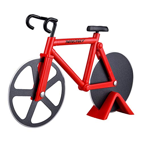 Ninonly Bicycle Pizza Cutter | Stainless Steel Slicer with Stand