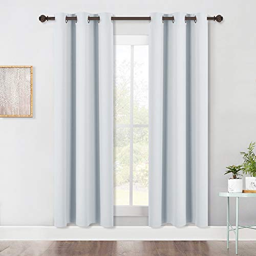 NICETOWN Greyish White Room Darkening Curtain Panels 42x72 Inches, Pack of 2