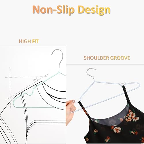 Heavy Duty Stainless Steel Rubber Hangers 12-Pack - Non-Slip, Space-Saving Design