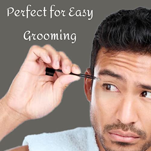 ALAZCO 2-in-1 Eyebrow Tweezer and Brush Combo Grooming Tool
