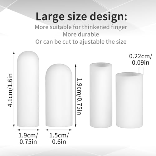 14 Pcs Silicone Finger Protectors, Waterproof Finger Protectors Gel Finger Cots Finger Sleeves Finger Stall Finger Covers for Finger Cracking, Blisters, Eczema, Arthritis (2 Size, White)