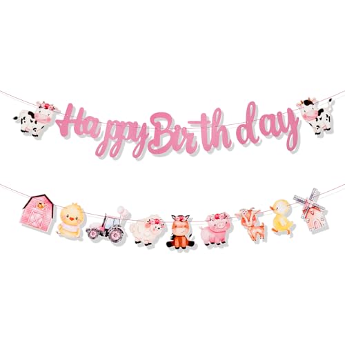 Farm Animal Birthday Banner Set - Pre-Strung Barnyard Decor