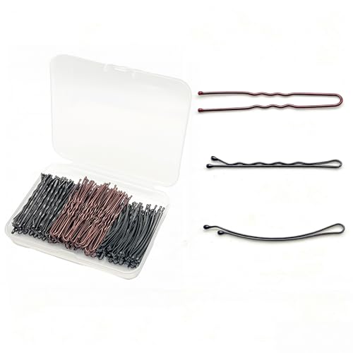 BechKCpro 150 Pcs Professional Hair Pins Set - Wavy, Curved Bobby & U-Shaped Bun Pins with Storage Box