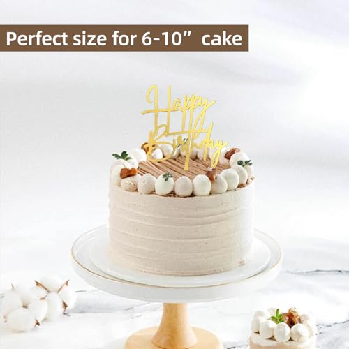 Gold Happy Birthday Cake Toppers 5-Pack - Reusable Acrylic Decorations