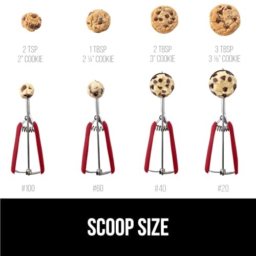 GORILLA GRIP Stainless Steel Cookie Scoop, 2 TBSP Red Trigger Release Scooper