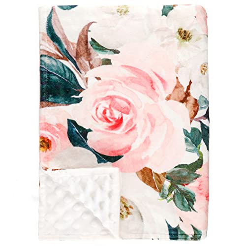 DILIMI Pink Flower Baby Blanket 40x30in Soft Plush Unisex Nursery Throw