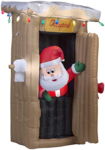 6 FT Inflatable Christmas Santa and Outhouse Yard Decor with LED Lights